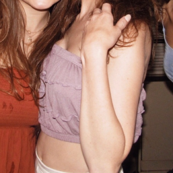 Purple Ruffle Cropped Tube Top - Picture 1 of 3
